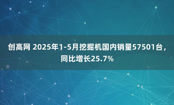 创高网 2025年1-5月挖掘机国内销量57501台，同比增长25.7%