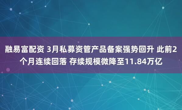 融易富配资 3月私募资管产品备案强势回升 此前2个月连续回落 存续规模微降至11.84万亿